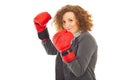 Happy business woman ready for fight Royalty Free Stock Photo