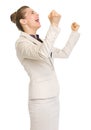 Happy business woman rejoicing success Royalty Free Stock Photo