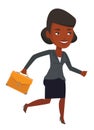 Happy business woman running vector illustration. Royalty Free Stock Photo