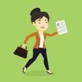 Happy business woman running vector illustration. Royalty Free Stock Photo