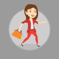 Happy business woman running vector illustration. Royalty Free Stock Photo