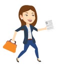 Happy business woman running vector illustration. Royalty Free Stock Photo