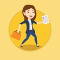 Happy business woman running vector illustration. Royalty Free Stock Photo