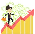 Happy business woman standing on profit chart. Royalty Free Stock Photo