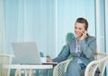 Happy business woman talking mobile phone Royalty Free Stock Photo