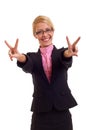 Happy business woman victory gesture Royalty Free Stock Photo