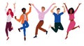 Happy business workers jumping celebrating success achievement. Office worker set. Vector Royalty Free Stock Photo