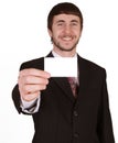 Happy Businessman with blank business card Royalty Free Stock Photo