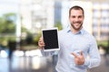 Happy businessman in blue shirt Royalty Free Stock Photo