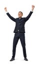 Happy businessman in celebrating pose isolated on the white background. Royalty Free Stock Photo