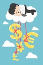 Happy Businessman on a Cloud thinking money and successful