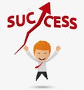 Happy businessman get success cartoon