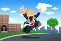 Happy businessman hold paper