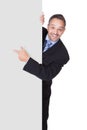 Happy Businessman Holding Blank Billboard Royalty Free Stock Photo