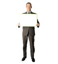 Happy businessman holding blank white card Royalty Free Stock Photo