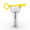 Happy businessman holding success-key Royalty Free Stock Photo