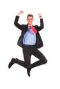 Happy businessman jumping in air Royalty Free Stock Photo