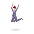 Happy businessman jumping in air - adult cartoon man in business suit Royalty Free Stock Photo