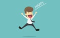 Happy businessman is jumping.Cartoon of business success is the Royalty Free Stock Photo