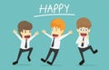 Happy businessman is jumping.Cartoon of business success Royalty Free Stock Photo