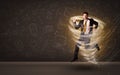 Happy businessman jumping in tornado concept Royalty Free Stock Photo