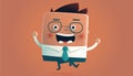 happy businessman Kawaii cartoon character business illustration smile smiling victory achievement proud jump jumping laughing