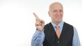 Happy Businessman Make No Finger Sign a Warning Hand Gestures. Royalty Free Stock Photo