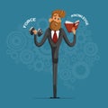 Happy businessman or manager shakes his strength and mind. Vector illustrations Royalty Free Stock Photo