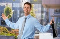 Happy businessman outside office Royalty Free Stock Photo
