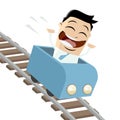 Happy businessman in a roller coaster