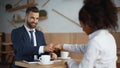 happy businessman shaking hands with with Royalty Free Stock Photo