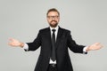 happy businessman in suit and glasses Royalty Free Stock Photo