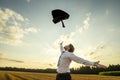 Happy Businessman Throwing his Coat for being Free