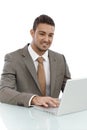 Happy businessman working on laptop Royalty Free Stock Photo