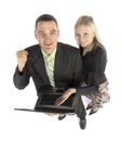 Happy businessteam with laptop Royalty Free Stock Photo