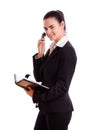 Happy businesswoman calling on phone isolated Royalty Free Stock Photo