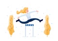 Happy Businesswoman Jumping Celebration Over Obstacle Royalty Free Stock Photo