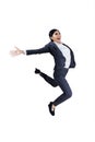 Happy businesswoman jumping - isolated Royalty Free Stock Photo