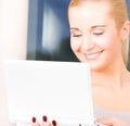 Happy businesswoman with laptop computer Royalty Free Stock Photo