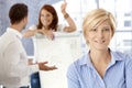 Happy businesswoman in meeting room