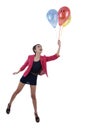 Happy Businesswoman with smiley face balloons Royalty Free Stock Photo
