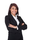 Happy Businesswoman Standing Arms Crossed Royalty Free Stock Photo