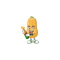 Happy butternut squash with beer cartoon character design