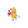 Happy butternut squash cartoon character mascot with heart