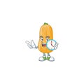 Happy butternut squash cartoon mascot style with clock