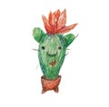 Happy cactus. Original hand draw illustration/