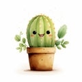 Happy Cactus Portrait In Pot With Soft Gradients By Arnoldo Pomodoro Royalty Free Stock Photo