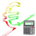 Happy calculator with euro value increasing Royalty Free Stock Photo