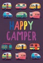Happy camper trailer banner Royalty Free Stock Photo
