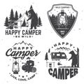 Happy camper. Vector illustration. Concept for shirt or logo, print, stamp or tee.